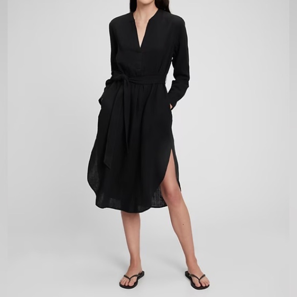 [Gap] Long Sleeve Crinkle Gauze Midi Dress - Small Tall